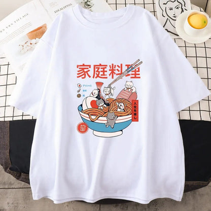 kawaiies-softtoys-plushies-kawaii-plush-Mini Cats Ramen Women's Cotton Tee Apparel White XS 