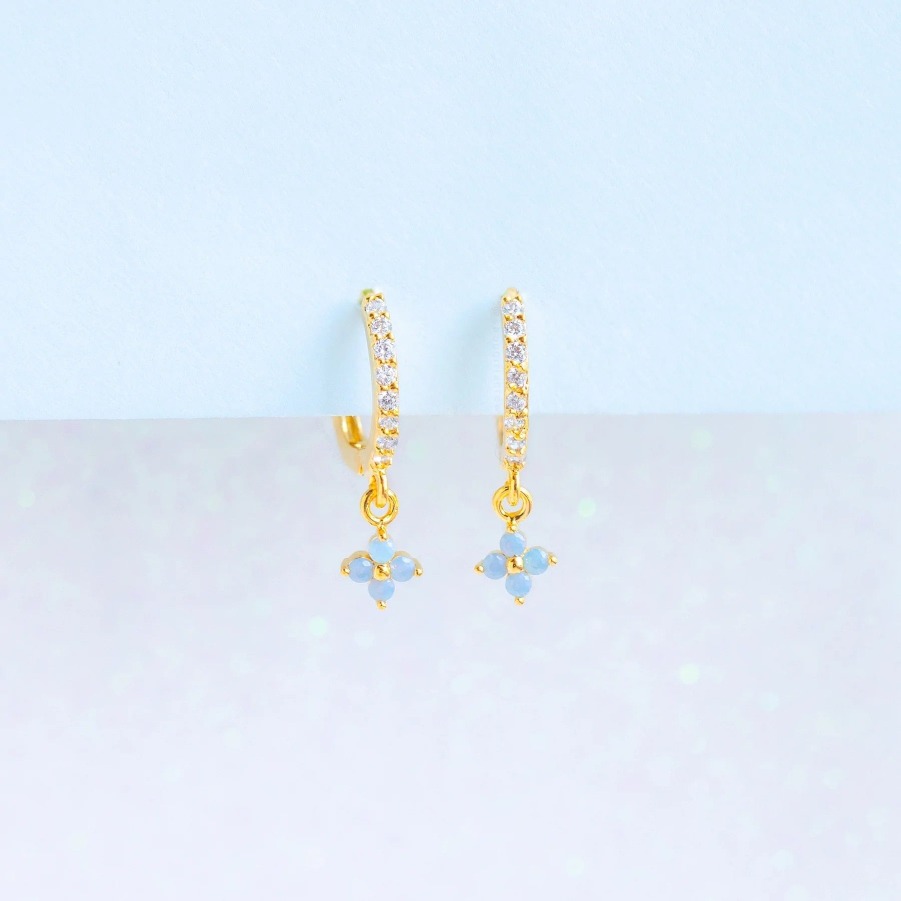 kawaiies-softtoys-plushies-kawaii-plush-Mini Dangling Blue Flower Gold-Plated Earrings Earrings 