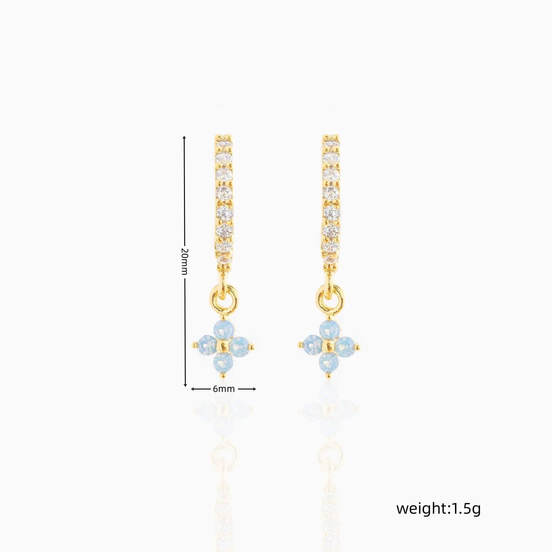 kawaiies-softtoys-plushies-kawaii-plush-Mini Dangling Blue Flower Gold-Plated Earrings Earrings 