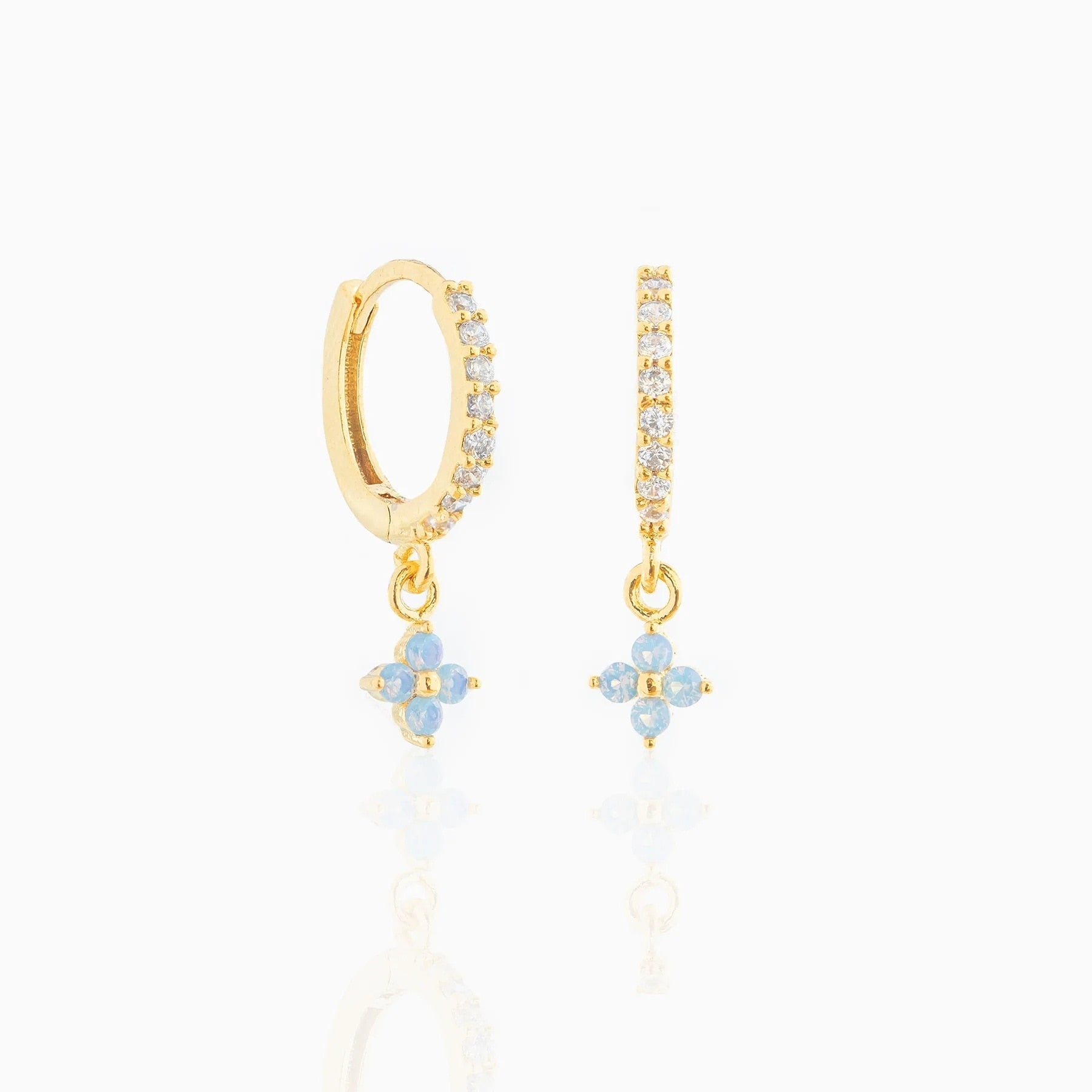 kawaiies-softtoys-plushies-kawaii-plush-Mini Dangling Blue Flower Gold-Plated Earrings Earrings Gold 