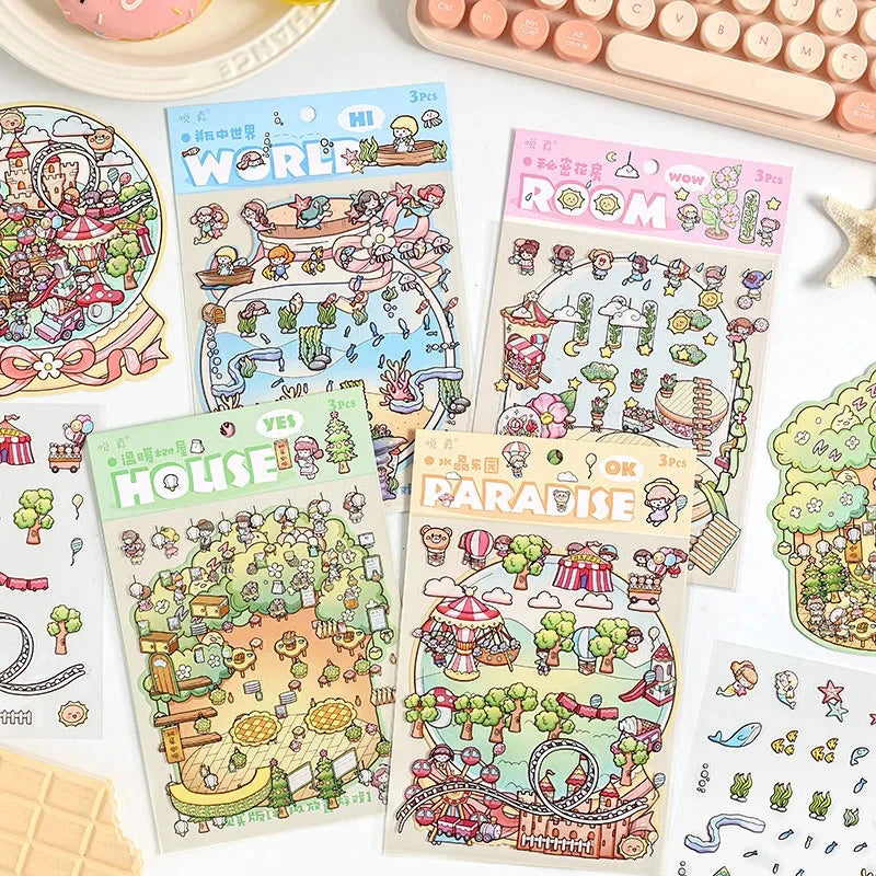 kawaiies-softtoys-plushies-kawaii-plush-Miniature 3D DIY Stickers Scene Subscription Mystery Box Accessories 