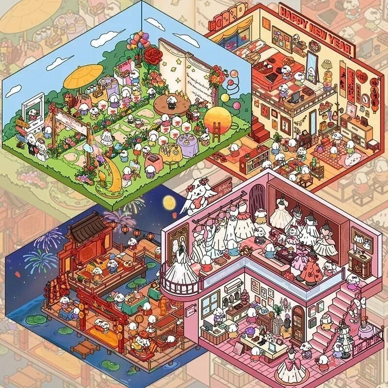 kawaiies-softtoys-plushies-kawaii-plush-Miniature 3D DIY Stickers Scene Subscription Mystery Box Accessories 