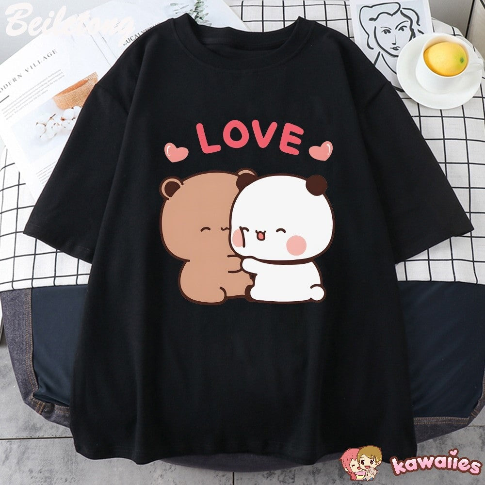 kawaiies-softtoys-plushies-kawaii-plush-Mocha and Tofu Panda Bear Love Tee Apparel 