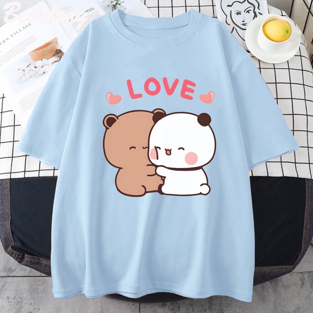 kawaiies-softtoys-plushies-kawaii-plush-Mocha and Tofu Panda Bear Love Tee Apparel Blue XS 
