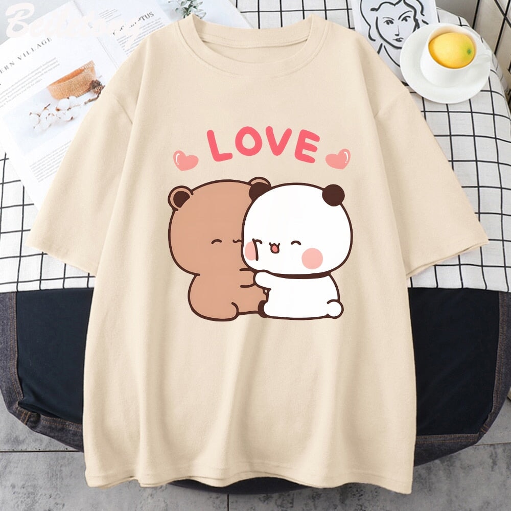 kawaiies-softtoys-plushies-kawaii-plush-Mocha and Tofu Panda Bear Love Tee Apparel Cream XS 