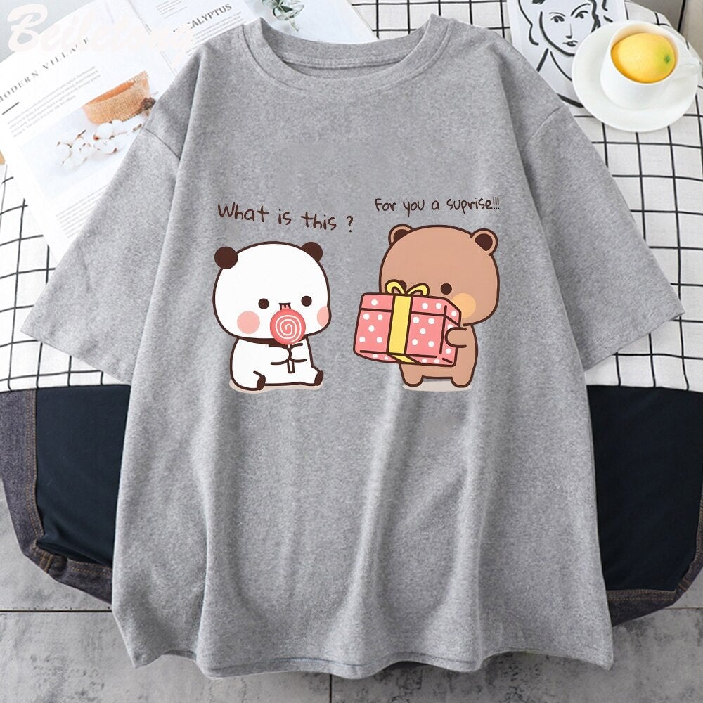 kawaiies-softtoys-plushies-kawaii-plush-Mocha and Tofu Panda Bear Surprise Tee Apparel Gray XS 