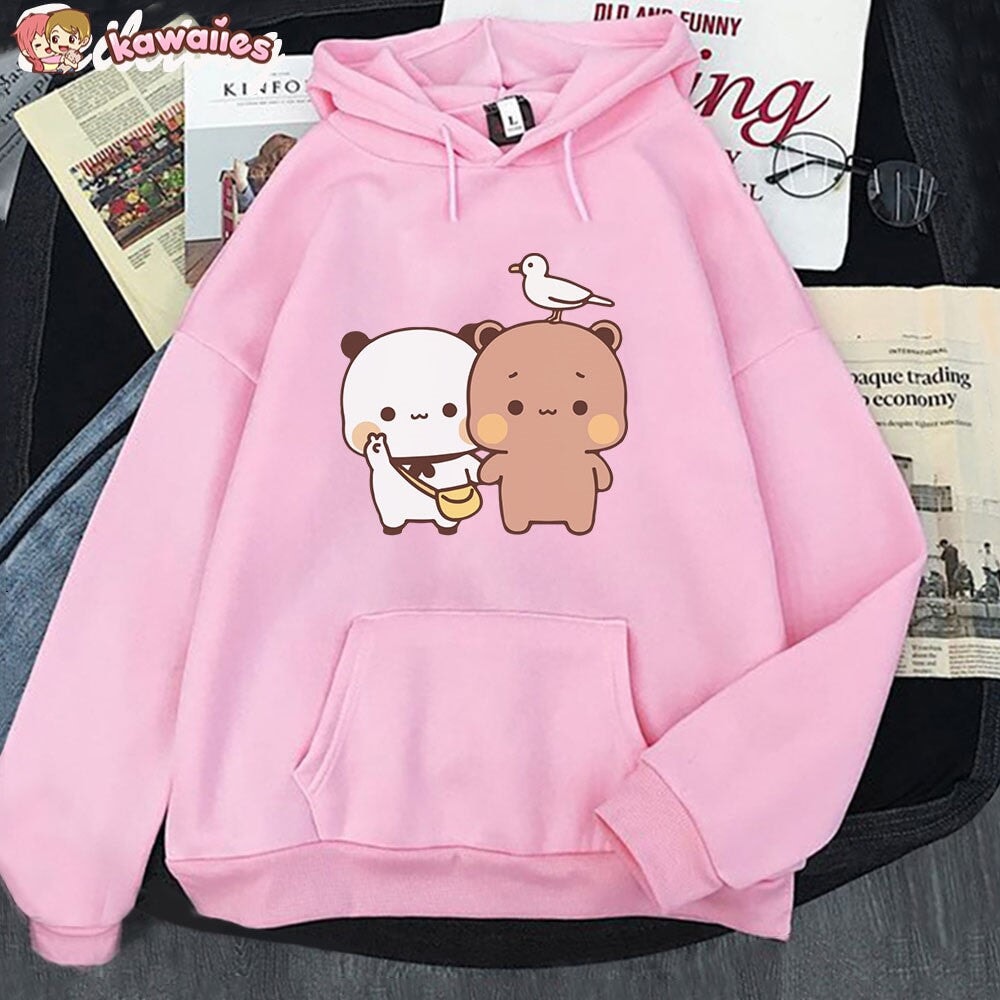 kawaiies-softtoys-plushies-kawaii-plush-Mocha & Tofu Bears Seagull Friend Unisex Hoodie Hoodies Pink XS 