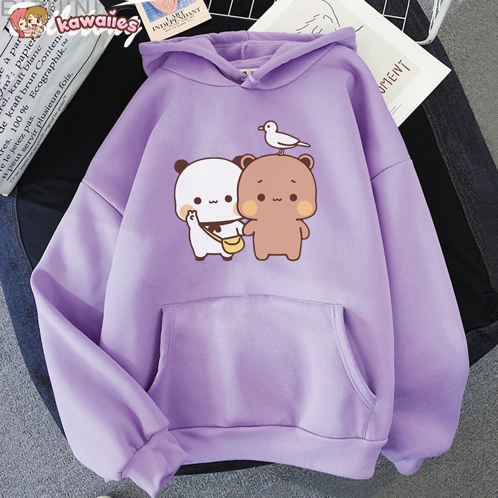 kawaiies-softtoys-plushies-kawaii-plush-Mocha & Tofu Bears Seagull Friend Unisex Hoodie Hoodies Purple XS 