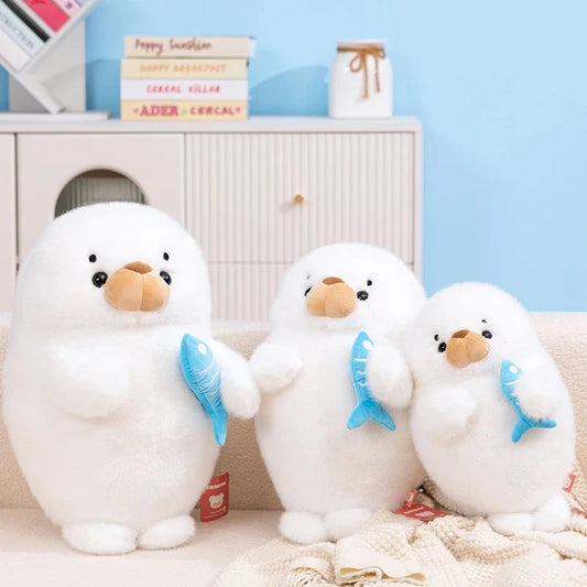 kawaiies-softtoys-plushies-kawaii-plush-Mochi Seal Plushie with Fish Soft toy 35cm 