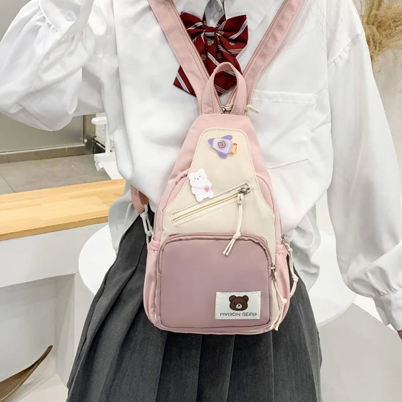 Myron Bear Colour Block Mini Backpack Kawaiies