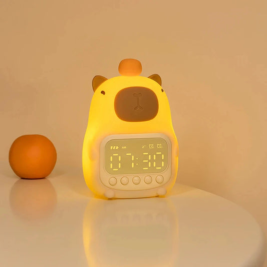 kawaiies-softtoys-plushies-kawaii-plush-Orange Capybara LED Alarm Clock Night Light Home Decor 