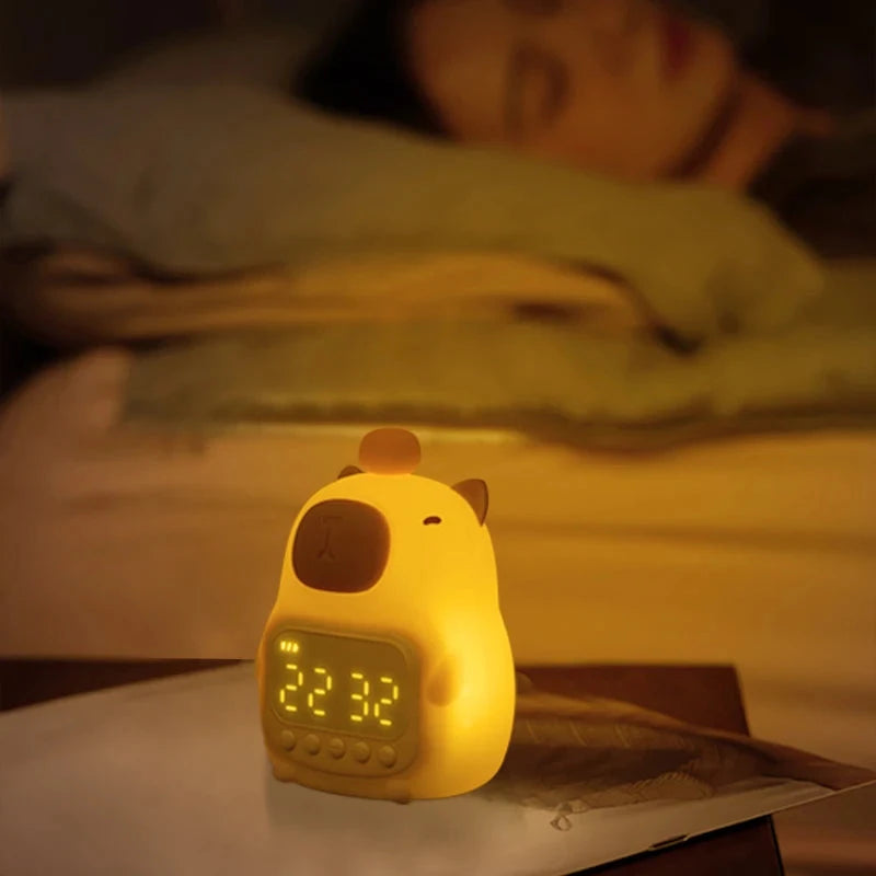 kawaiies-softtoys-plushies-kawaii-plush-Orange Capybara LED Alarm Clock Night Light Home Decor 