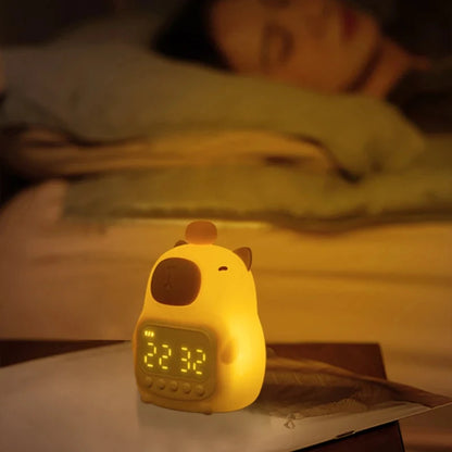kawaiies-softtoys-plushies-kawaii-plush-Orange Capybara LED Alarm Clock Night Light Home Decor 