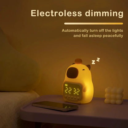kawaiies-softtoys-plushies-kawaii-plush-Orange Capybara LED Alarm Clock Night Light Home Decor 