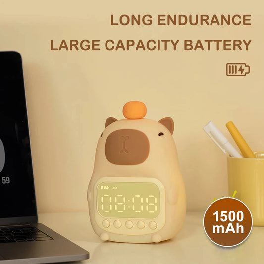 kawaiies-softtoys-plushies-kawaii-plush-Orange Capybara LED Alarm Clock Night Light Home Decor 