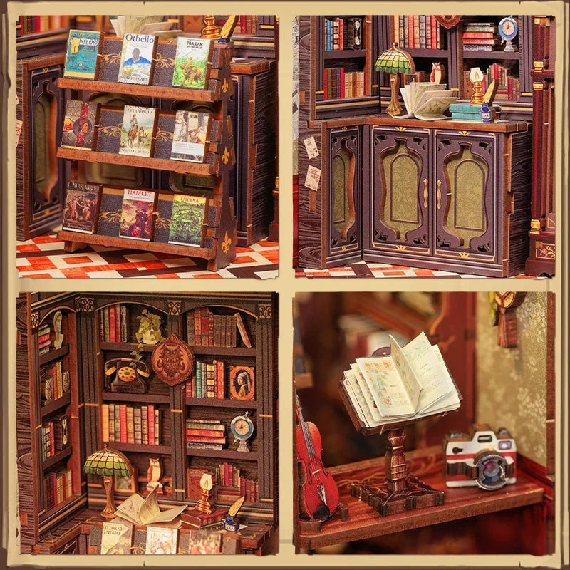 kawaiies-softtoys-plushies-kawaii-plush-Owl Bookstore Wooden Bookshelf Nook Kit Wooden Kit 