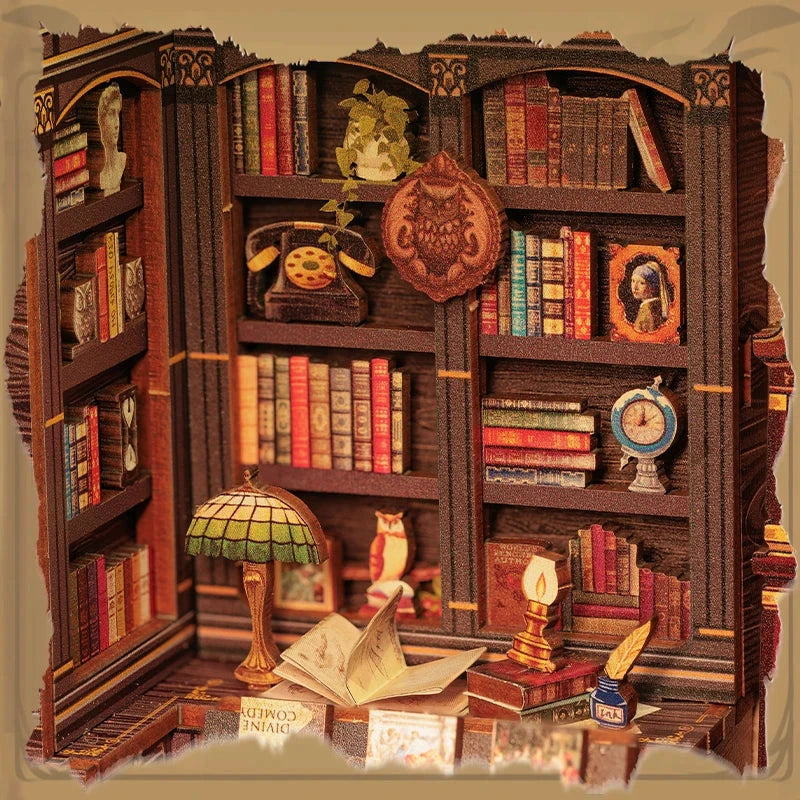 kawaiies-softtoys-plushies-kawaii-plush-Owl Bookstore Wooden Bookshelf Nook Kit Wooden Kit 