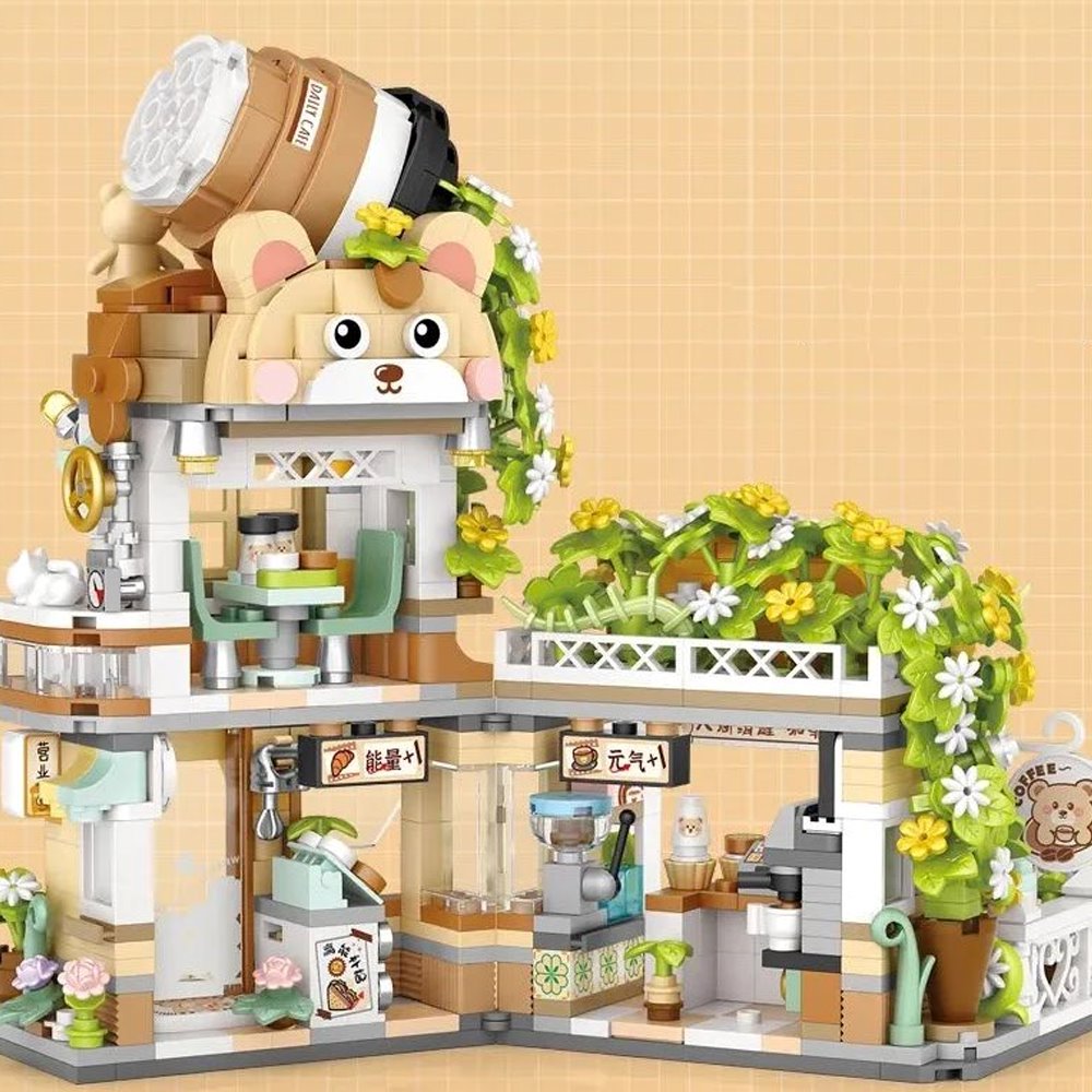 kawaiies-softtoys-plushies-kawaii-plush-Panda and Brown Bear Tea Cafes Micro Building Set Collection Build it 