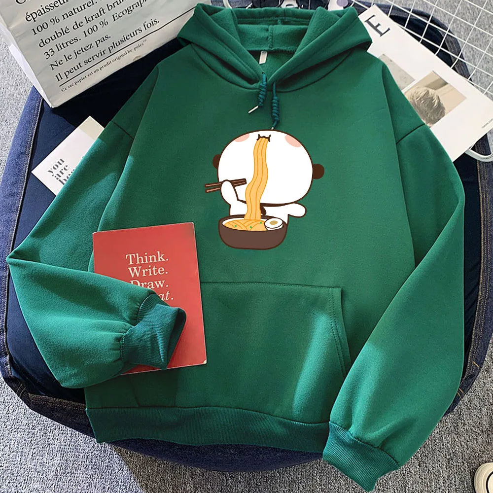 kawaiies-softtoys-plushies-kawaii-plush-Panda Eating Ramen Unisex Hoodie Hoodies Green XS 