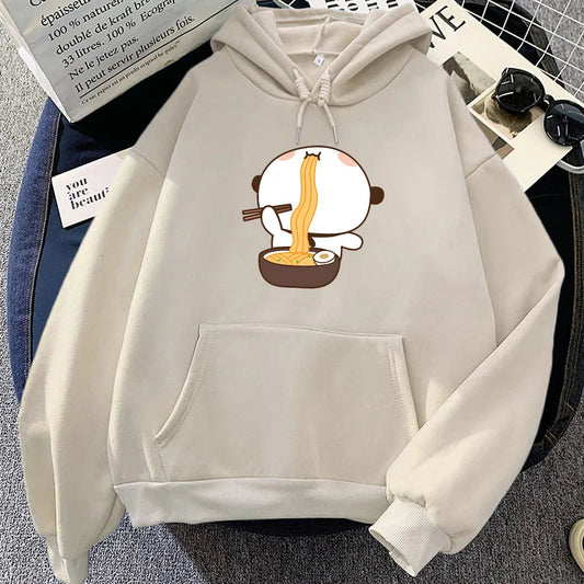 kawaiies-softtoys-plushies-kawaii-plush-Panda Eating Ramen Unisex Hoodie Hoodies Khaki XS 
