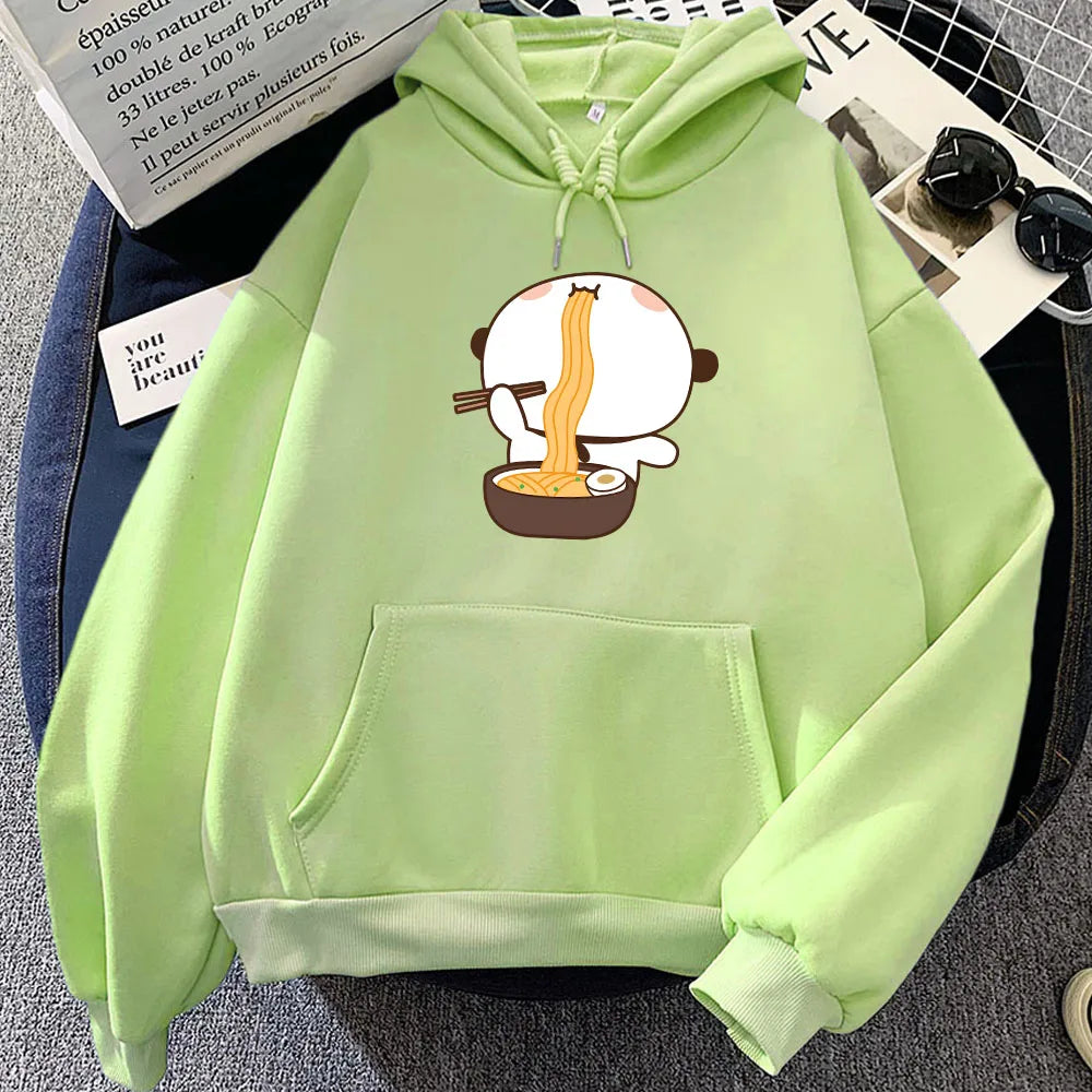 kawaiies-softtoys-plushies-kawaii-plush-Panda Eating Ramen Unisex Hoodie Hoodies Lime XS 