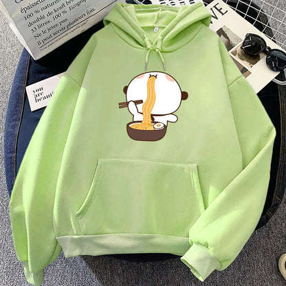 kawaiies-softtoys-plushies-kawaii-plush-Panda Eating Ramen Unisex Hoodie Hoodies Lime XS 