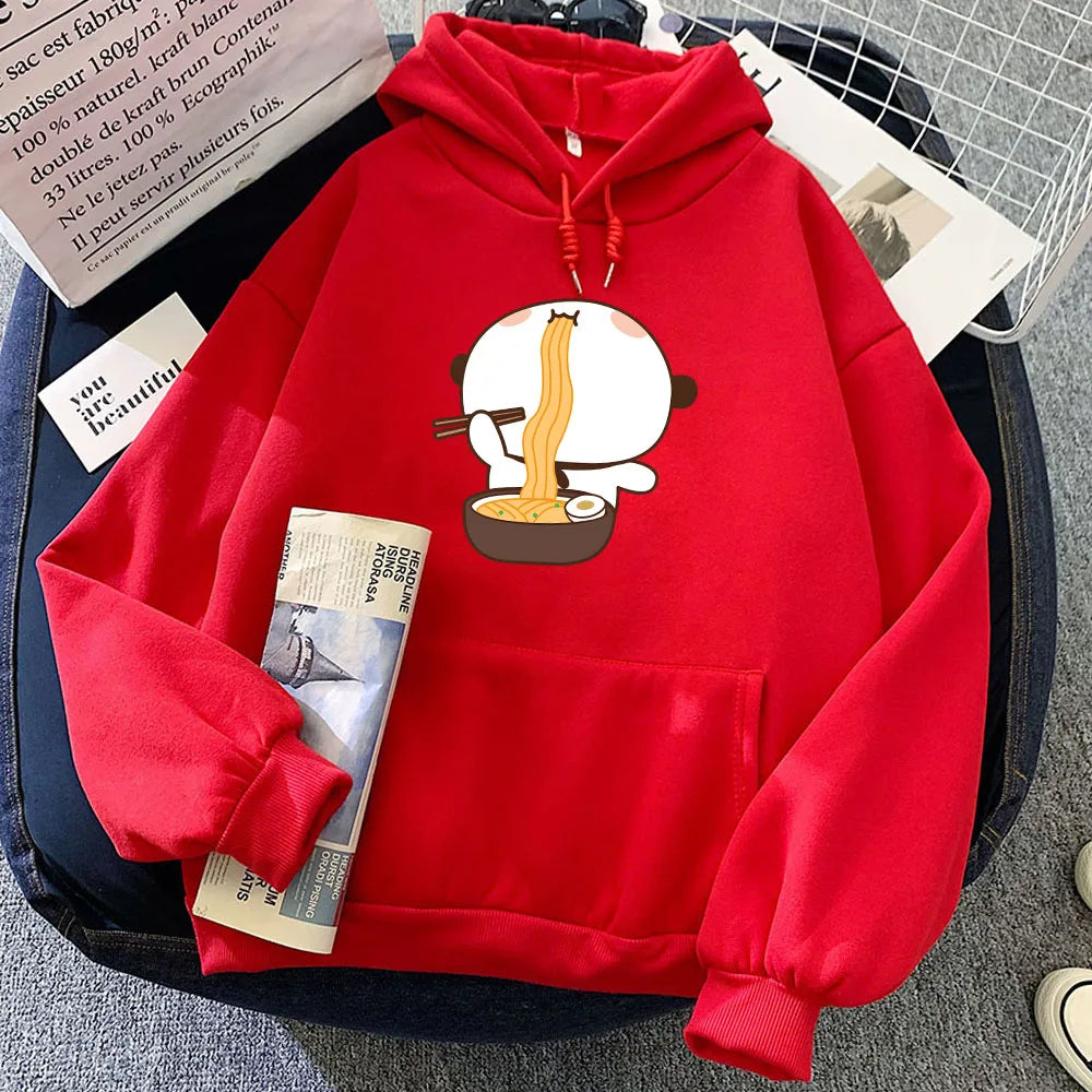 kawaiies-softtoys-plushies-kawaii-plush-Panda Eating Ramen Unisex Hoodie Hoodies Red XS 