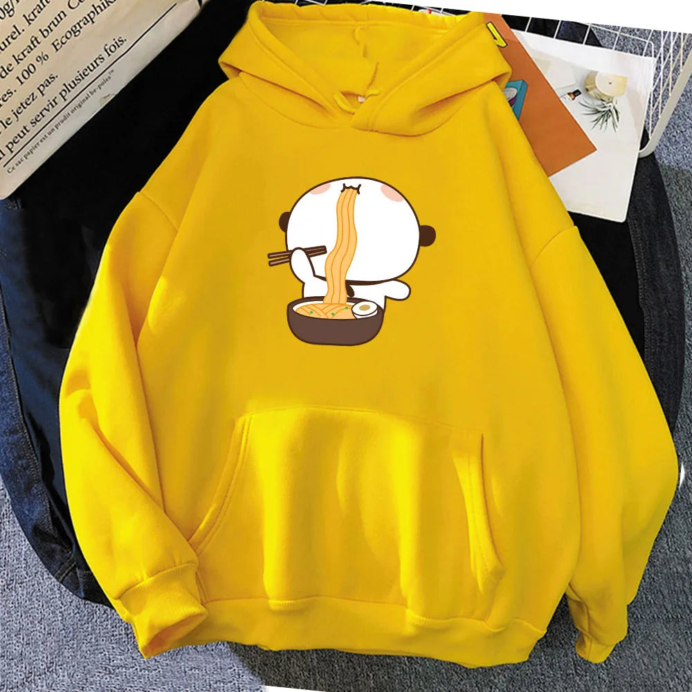 kawaiies-softtoys-plushies-kawaii-plush-Panda Eating Ramen Unisex Hoodie Hoodies Yellow XS 