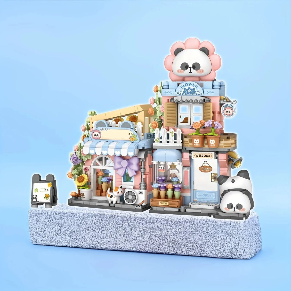 kawaiies-softtoys-plushies-kawaii-plush-Panda Taiyaki Flower Cafes Foldable Micro Building Set Collection Build it 