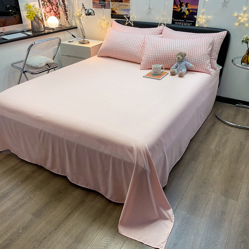 kawaiies-softtoys-plushies-kawaii-plush-Pastel Pink Purple Checked Plaid Bedding Set Bedding Sets 