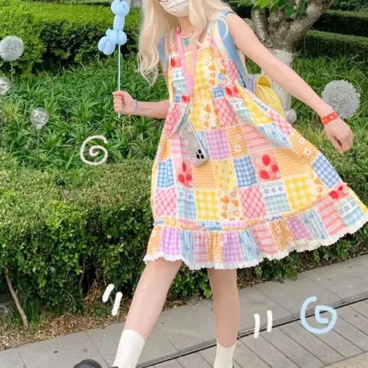 kawaiies-softtoys-plushies-kawaii-plush-Patch Me If You Can – Colourful Cottagecore Women's Sundress Apparel 