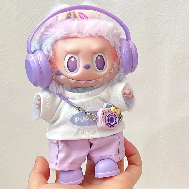 kawaiies-softtoys-plushies-kawaii-plush-. Pink and Purple Puppy Besties Labubu Outfit Accessories 