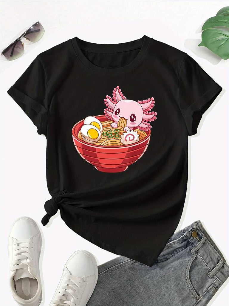kawaiies-softtoys-plushies-kawaii-plush-Pink Axolotl Bathing in Ramen Tee | NEW Apparel 