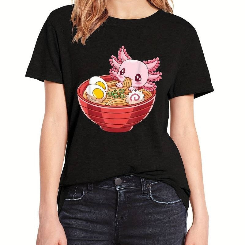 kawaiies-softtoys-plushies-kawaii-plush-Pink Axolotl Bathing in Ramen Tee | NEW Apparel 