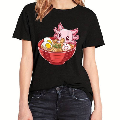 kawaiies-softtoys-plushies-kawaii-plush-Pink Axolotl Bathing in Ramen Tee | NEW Apparel 