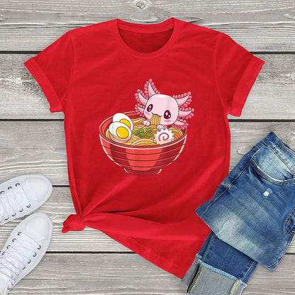 kawaiies-softtoys-plushies-kawaii-plush-Pink Axolotl Bathing in Ramen Tee | NEW Apparel Red XS 