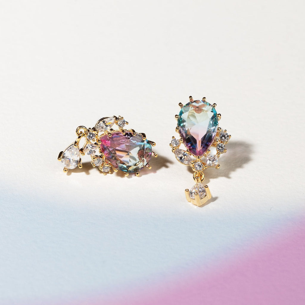 kawaiies-softtoys-plushies-kawaii-plush-Pink Blue Reverse Teardrop Gold-Plated Stud Earrings Earrings 