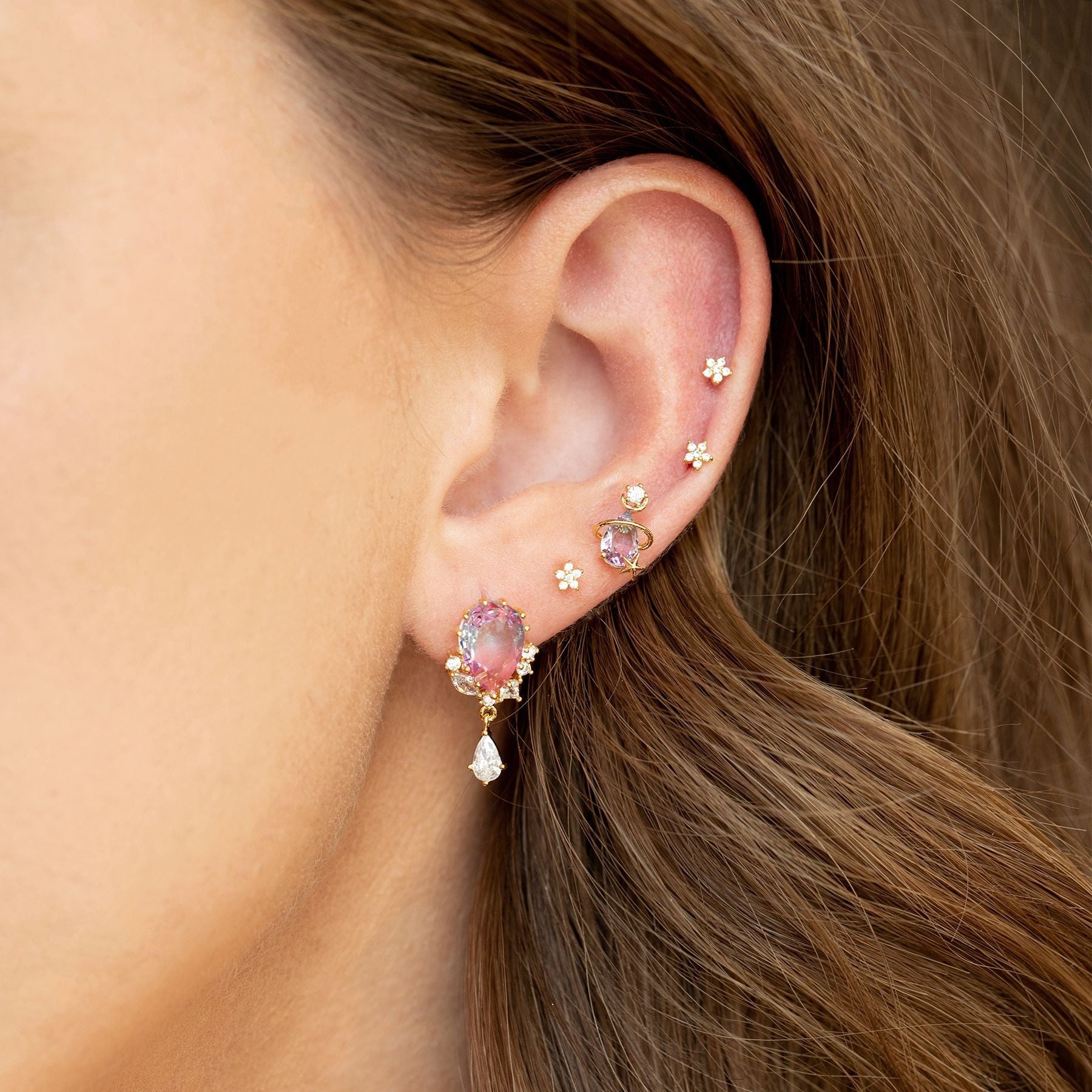 kawaiies-softtoys-plushies-kawaii-plush-Pink Blue Reverse Teardrop Gold-Plated Stud Earrings Earrings 