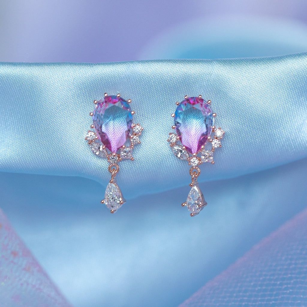 kawaiies-softtoys-plushies-kawaii-plush-Pink Blue Reverse Teardrop Gold-Plated Stud Earrings Earrings Rose Gold 