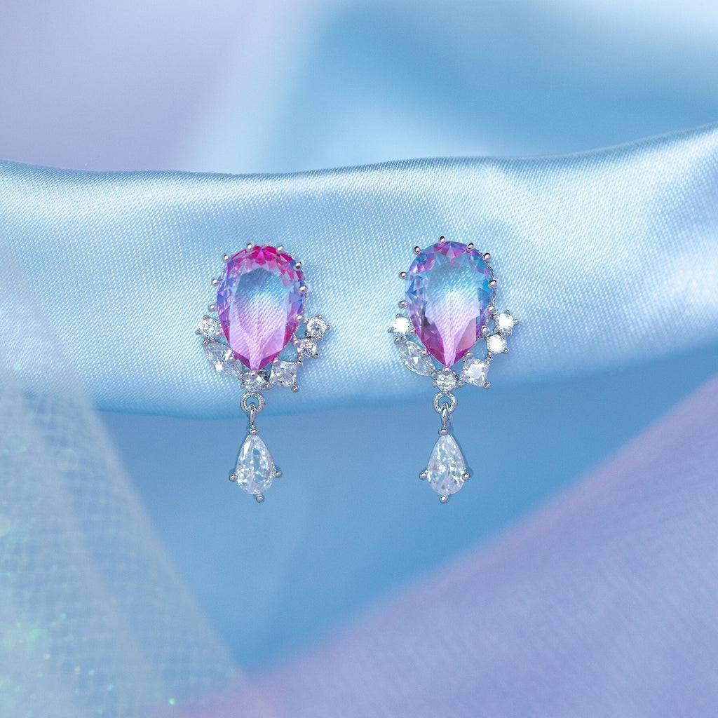 kawaiies-softtoys-plushies-kawaii-plush-Pink Blue Reverse Teardrop Gold-Plated Stud Earrings Earrings Silver 