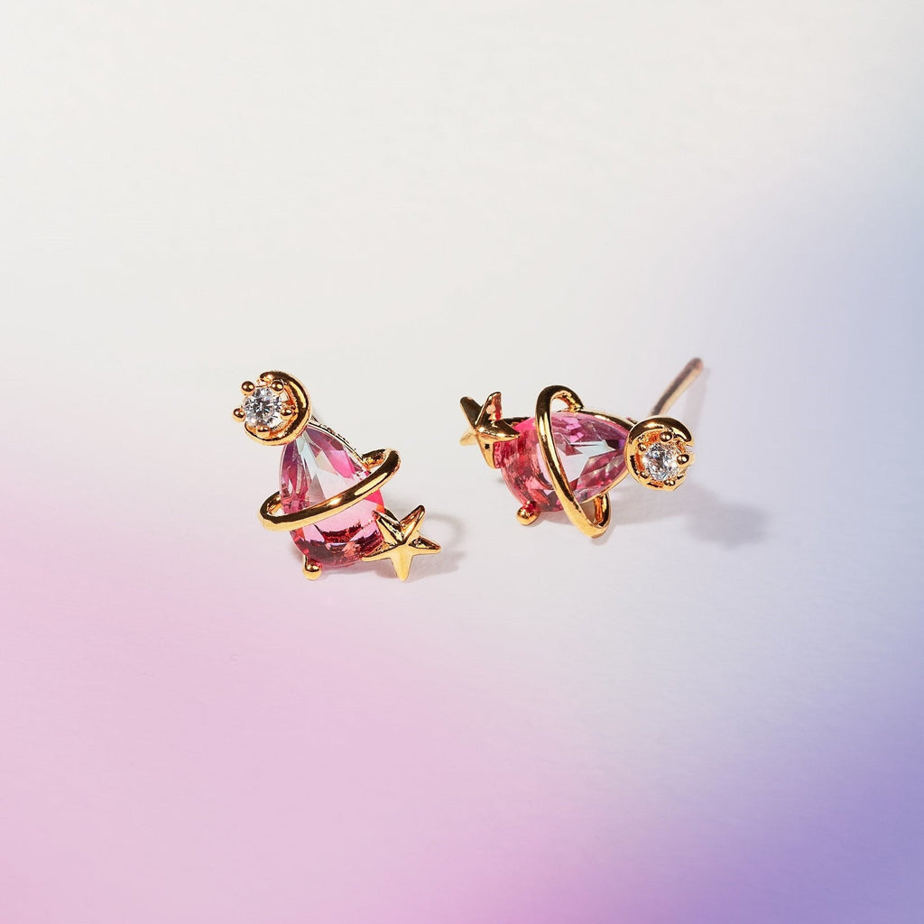 kawaiies-softtoys-plushies-kawaii-plush-Pink Blue Teardrop Gold-Plated Stud Earrings Earrings 