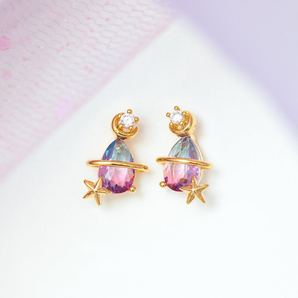 kawaiies-softtoys-plushies-kawaii-plush-Pink Blue Teardrop Gold-Plated Stud Earrings Earrings Gold 
