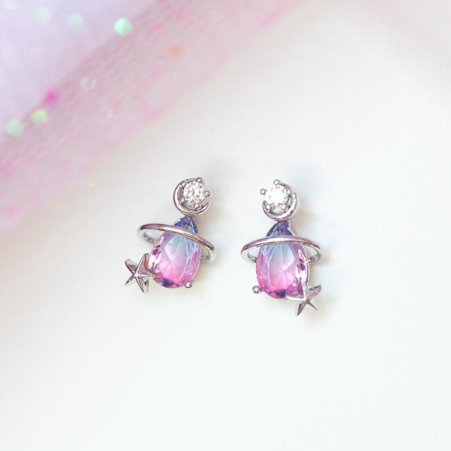 kawaiies-softtoys-plushies-kawaii-plush-Pink Blue Teardrop Gold-Plated Stud Earrings Earrings Silver 