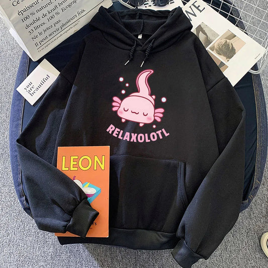 kawaiies-softtoys-plushies-kawaii-plush-Pink Chilling Axolotl Unisex Hoodies Hoodies Black XS 