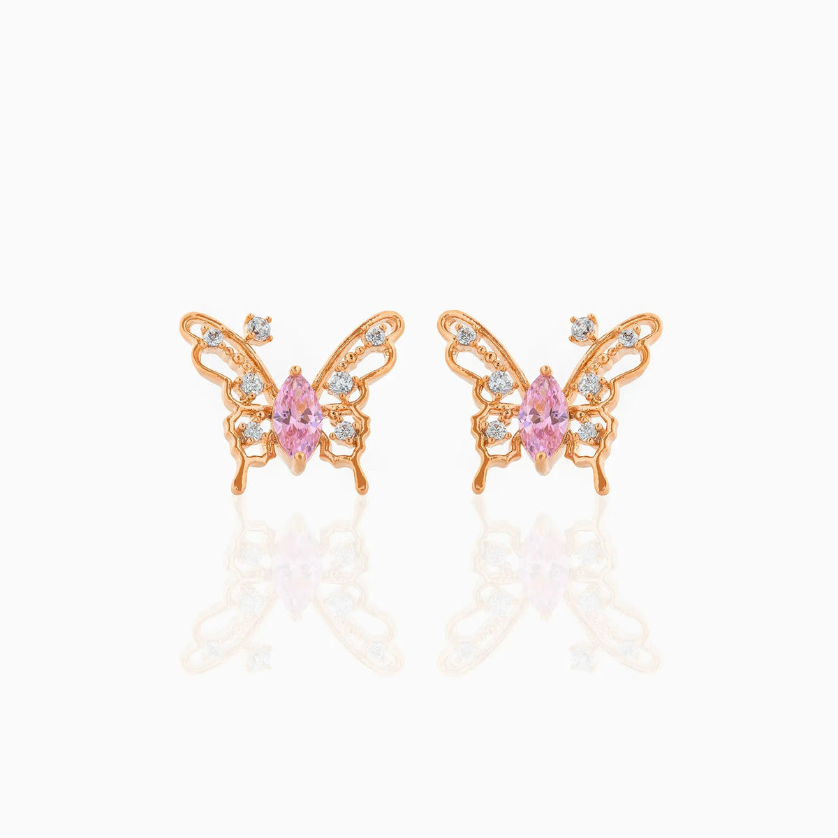 kawaiies-softtoys-plushies-kawaii-plush-Pink Starry Butterfly Gold-plated Stud Earrings Earrings 