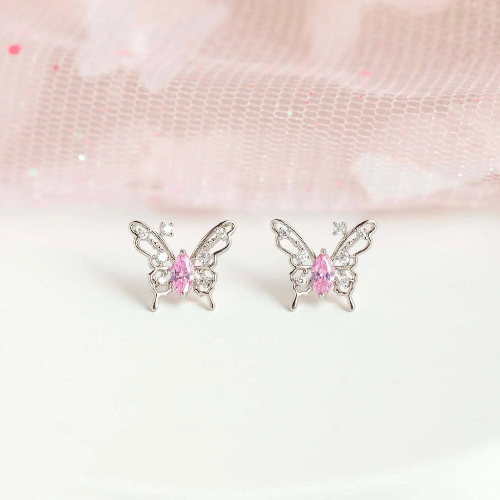 kawaiies-softtoys-plushies-kawaii-plush-Pink Starry Butterfly Gold-plated Stud Earrings Earrings 