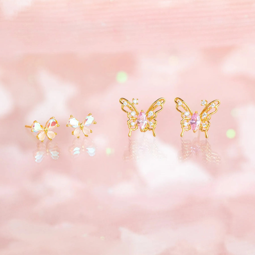 kawaiies-softtoys-plushies-kawaii-plush-Pink Starry Butterfly Gold-plated Stud Earrings Earrings 