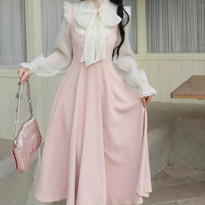 kawaiies-softtoys-plushies-kawaii-plush-Pink White Vintage Fairytale Cottage Dress Apparel 