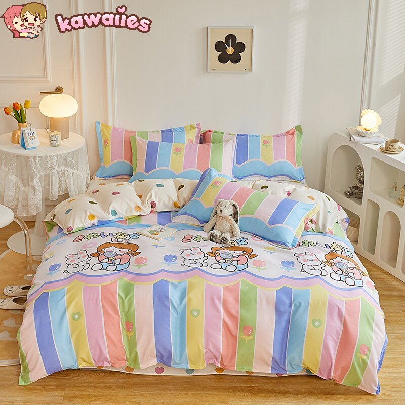 kawaiies-softtoys-plushies-kawaii-plush-Playtime with Teddy Japanese Bedding Sets Bedding Sets 