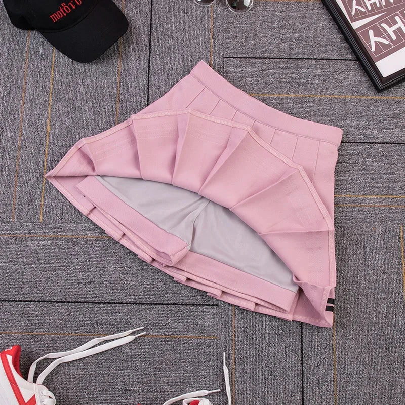 kawaiies-softtoys-plushies-kawaii-plush-Preppy Pleated Striped Tennis Black Pink Navy White Mini Skirt Apparel 